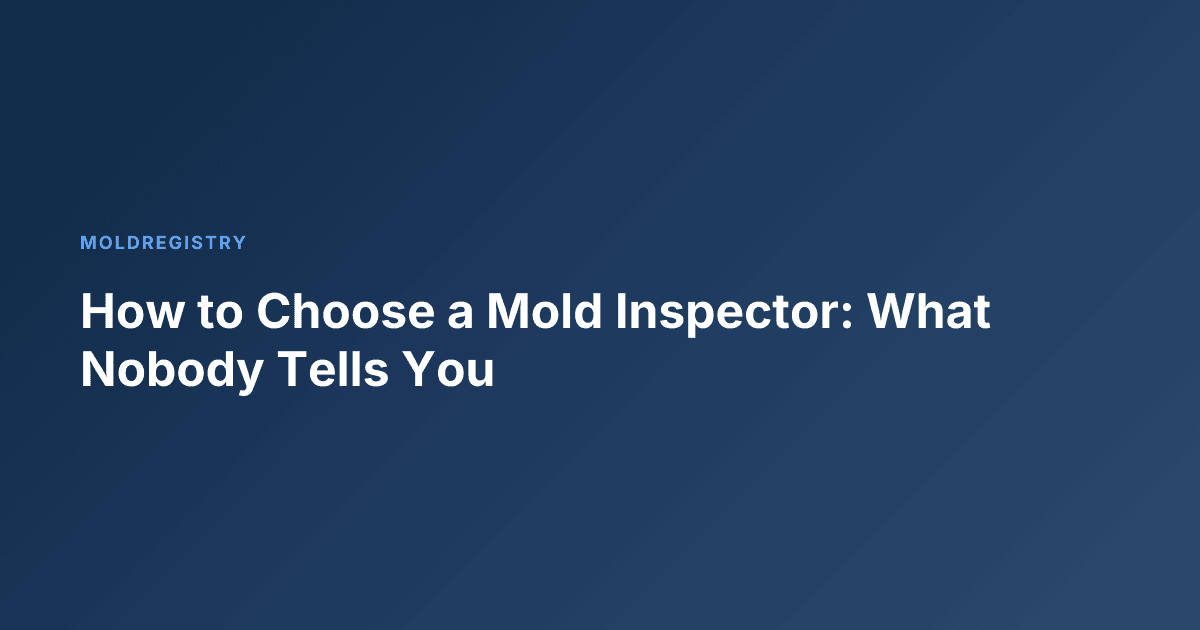 How to Choose a Mold Inspector: What Nobody Tells You